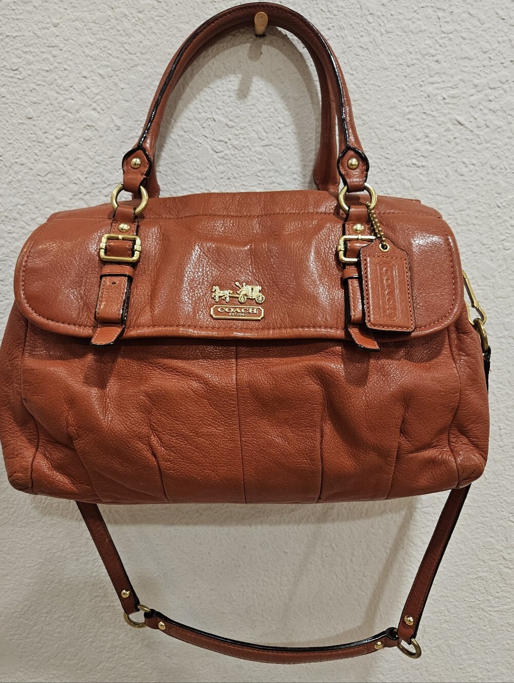 Coach Ashley Leather Satchel – Burnt Orange / Coral